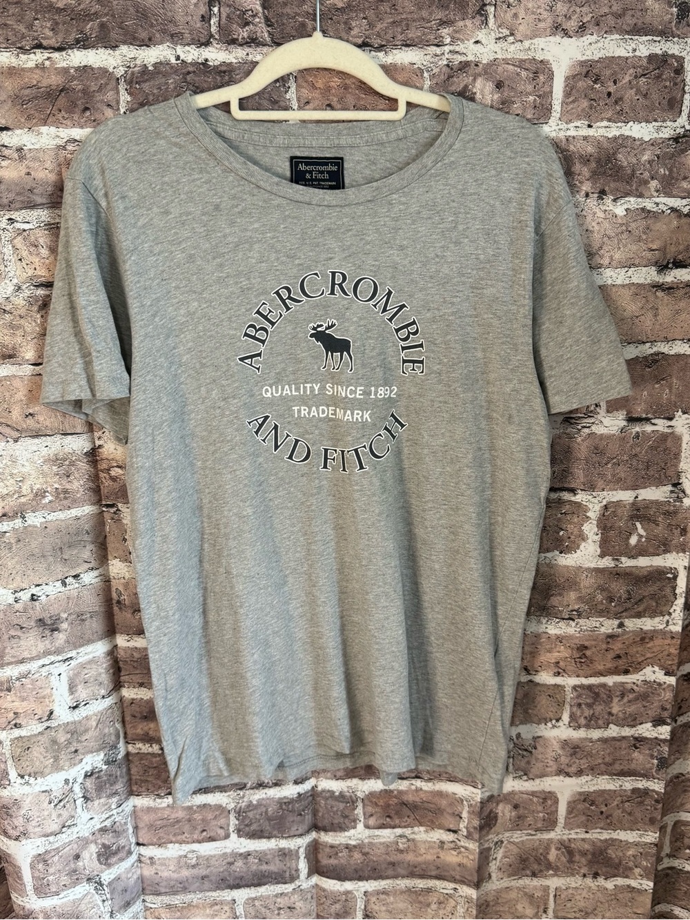 Abercrombie & Fitch Light Gray Logo Short Sleeve Tee M